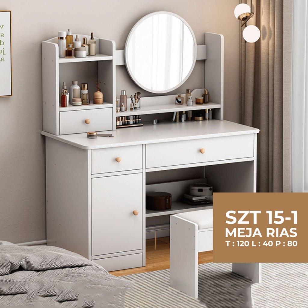 Meja Rias Kosmetik Cermin Putih Meja Rias Kecil Meja Rias Minimalis Meja Rias Aesthetic