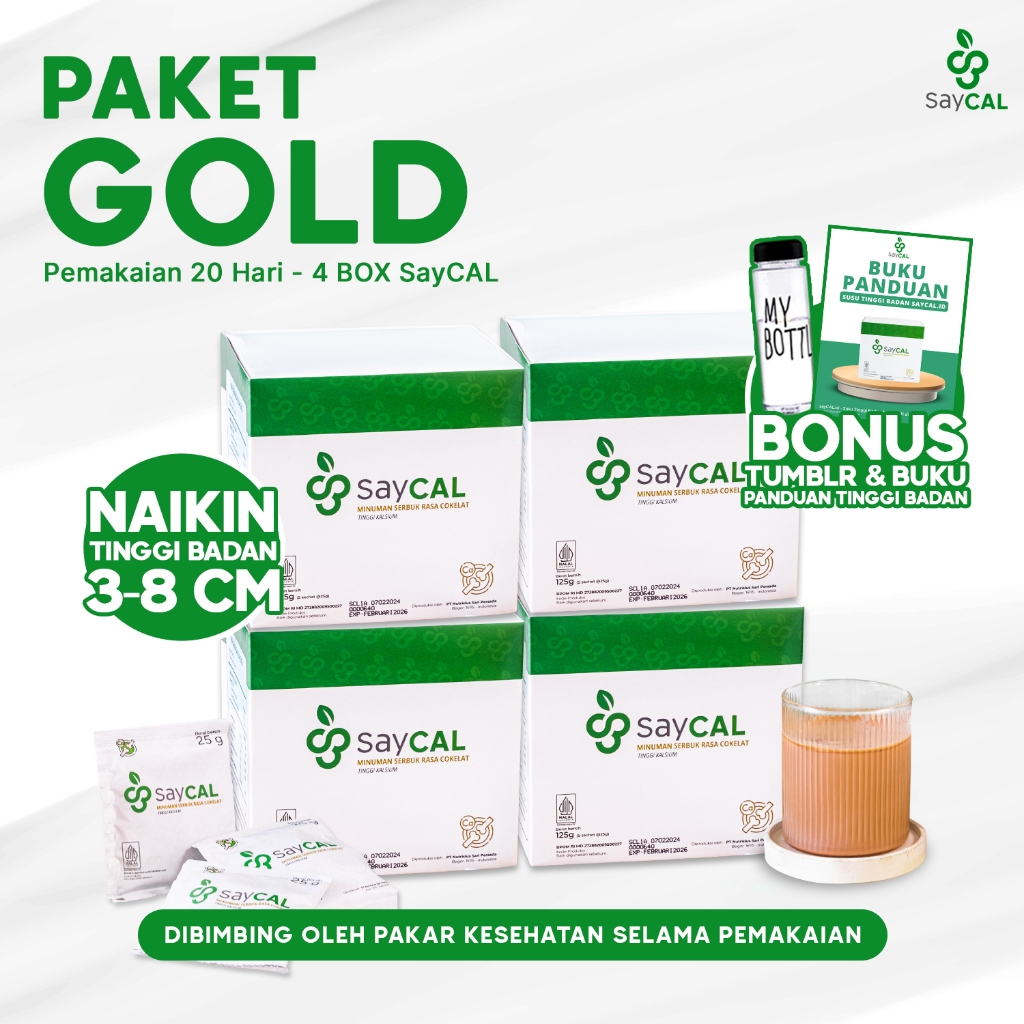 

Susu Tinggi Badan SayCAL - Paket GOLD [20 HARI - 4 BOX]