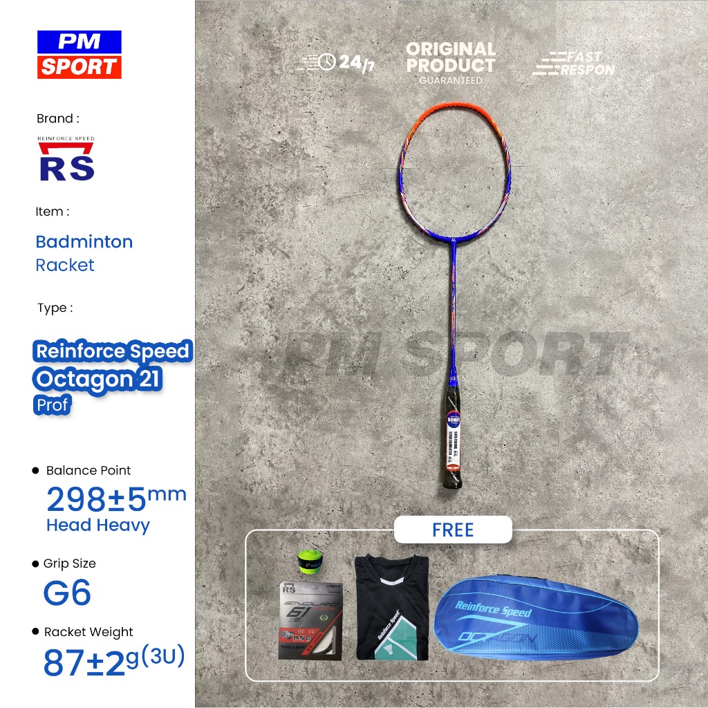RAKET BADMINTON / BULUTANGKIS RS REINFORCE SPEED OCTAGON 21 PROF ORIGINAL