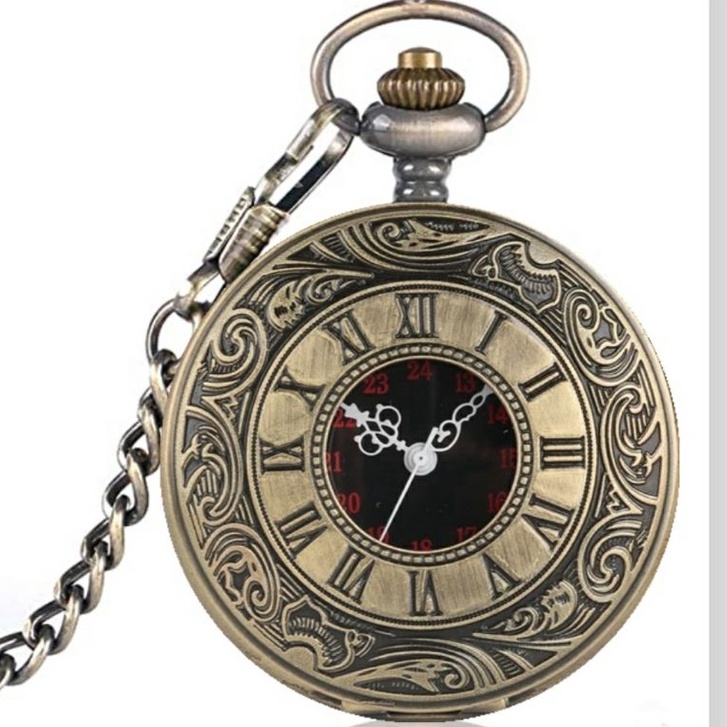 KODE R2X pocket watch Jam saku antik mewah romawi BRONZE jepit