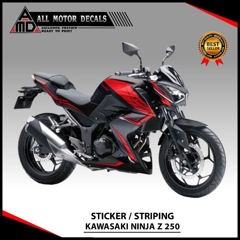 Sticker Striping Ninja Z250 Custom Grafis Karbon / Decal Kawasaki Ninja Z 250 / Stiker Motor Ninja Z