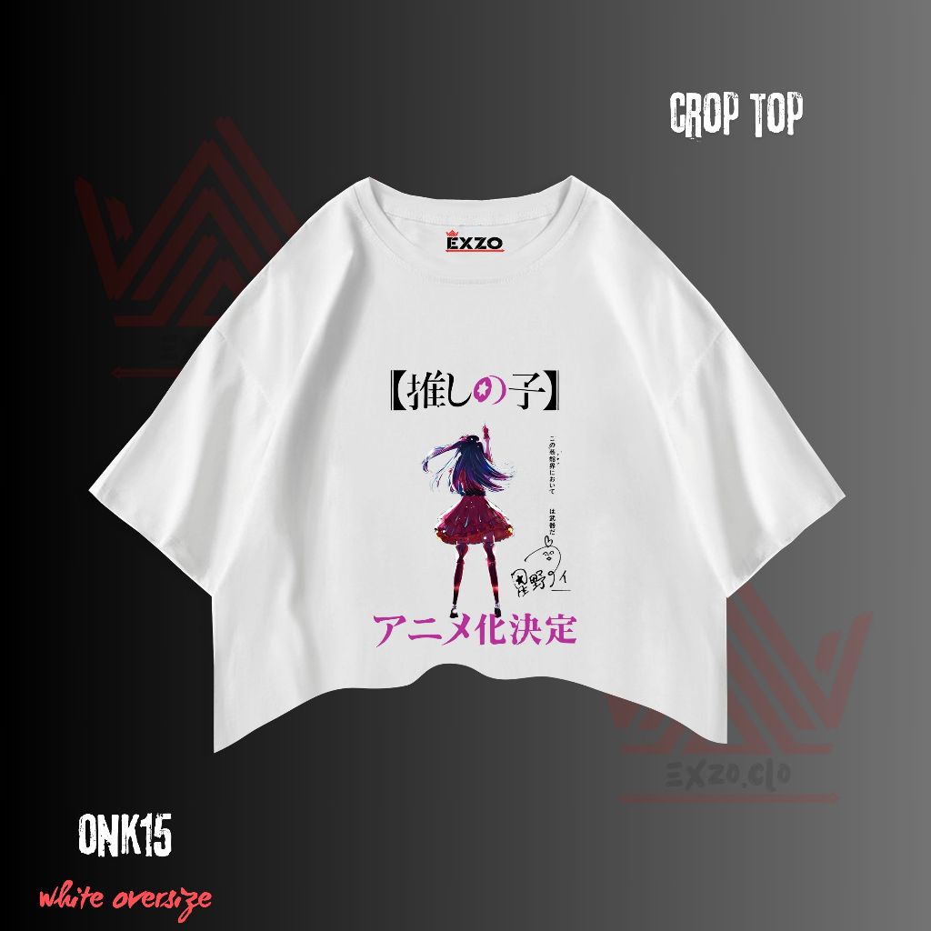 EXZO KAOS CROPTOP PUTIH OVERSIZE YOASOBI ATASAN WANITA TSHIRT YOASOBI