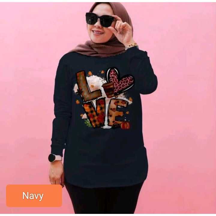 Kaos semi Tunik lengan Panjang Model Zolaqu kekinian Jumbo bahan Catton