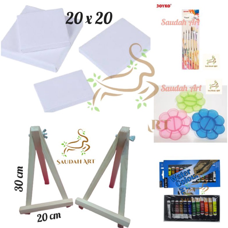 

HEBOH Paket Lukis Lengkap kanvas 2x2kuaspaletcat air 6mleasel 2x3