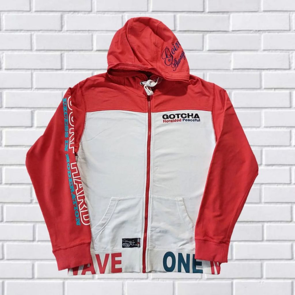 FULLZIP HO0DIE NASCAR EDITION BY GOTCHA ORIGINAL, SIZE L (SECOND BRANDED) MERAH,PUTIH, HD0052