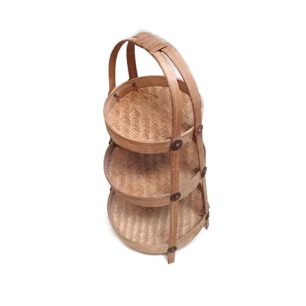 Rak susun serbaguna / rak bumbu / rak dapur anyaman bambu