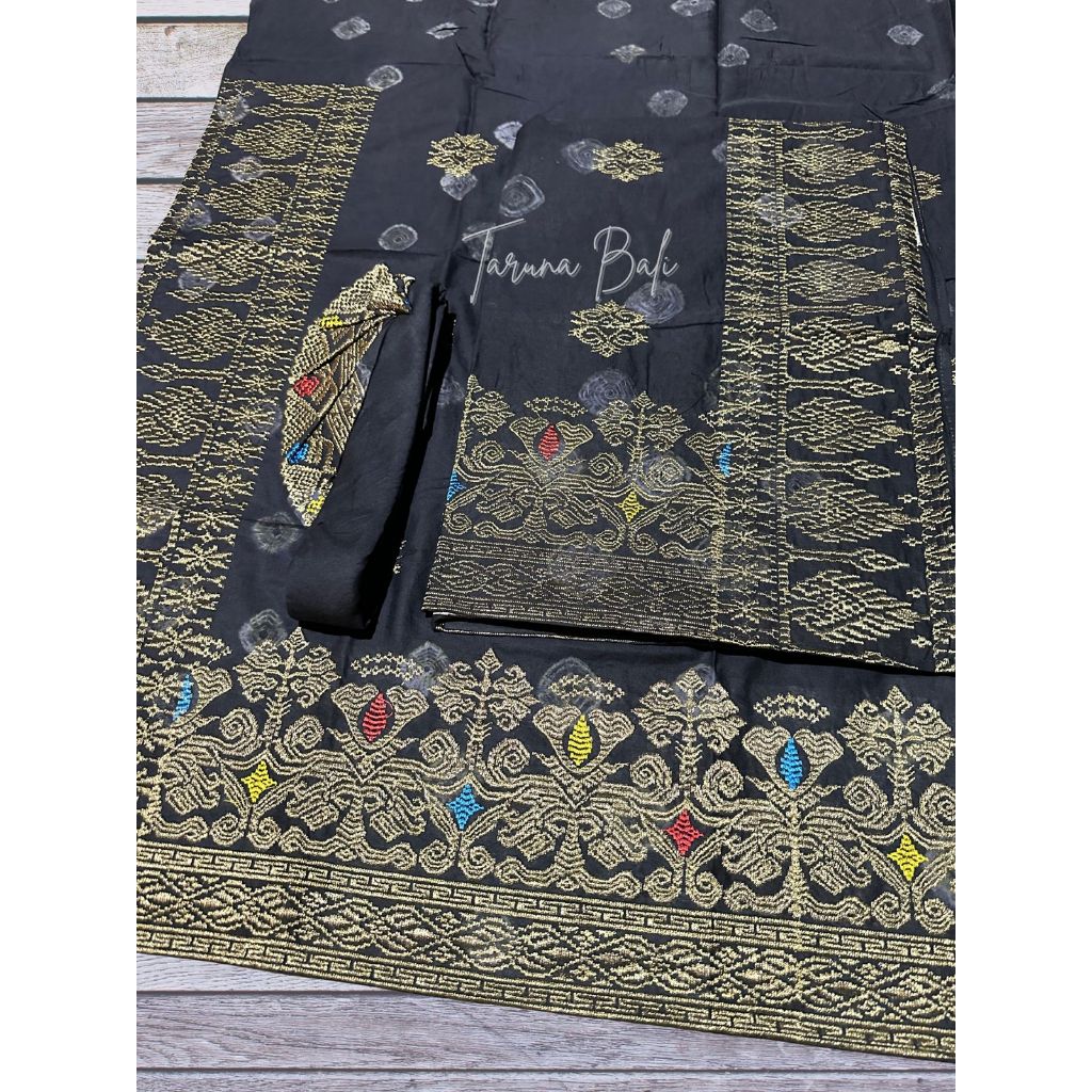 SET COUPLE KAMEN SAPUT UDENG SONGKET BORDIR | PAKAIAN ADAT BALI | JUMPUTAN ABU GOLD