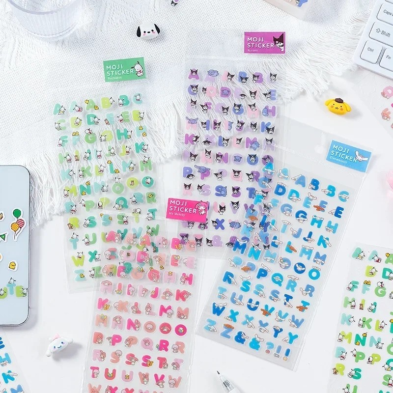 

1 lembar moji sticker alphabet huruf besar kecil sanrio