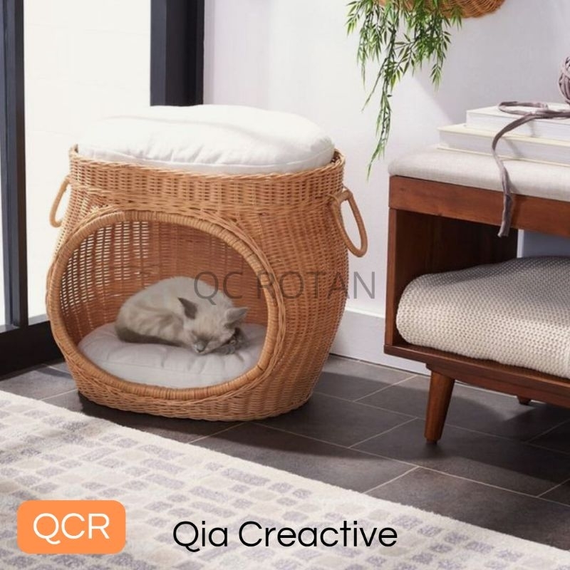 RUMAH KUCING ROTAN TINGKAT DEWASA GRATIS 2 KASUR/KANDANG KUCING DAN ANJING ROTAN