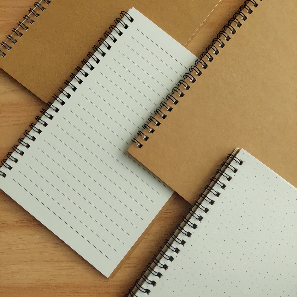 

NEW PROMO Notebook Spiral Kraft A5 GRID DOT GARIS POLOS Vintage Jurnaling Retro Aesthetic
