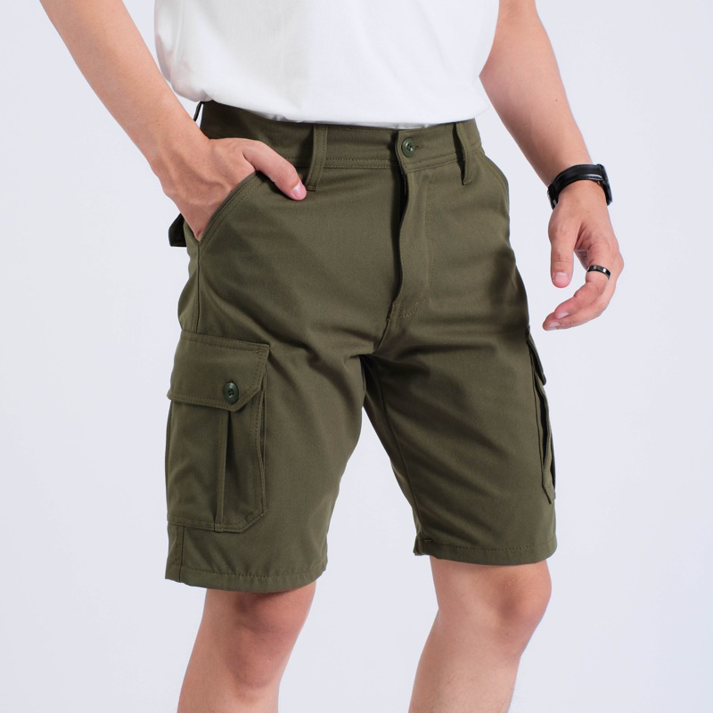 Celana Cargo Pendek Pria Original Bahan Katun Premium Outfit Cowok Kekinian Model Terbaru