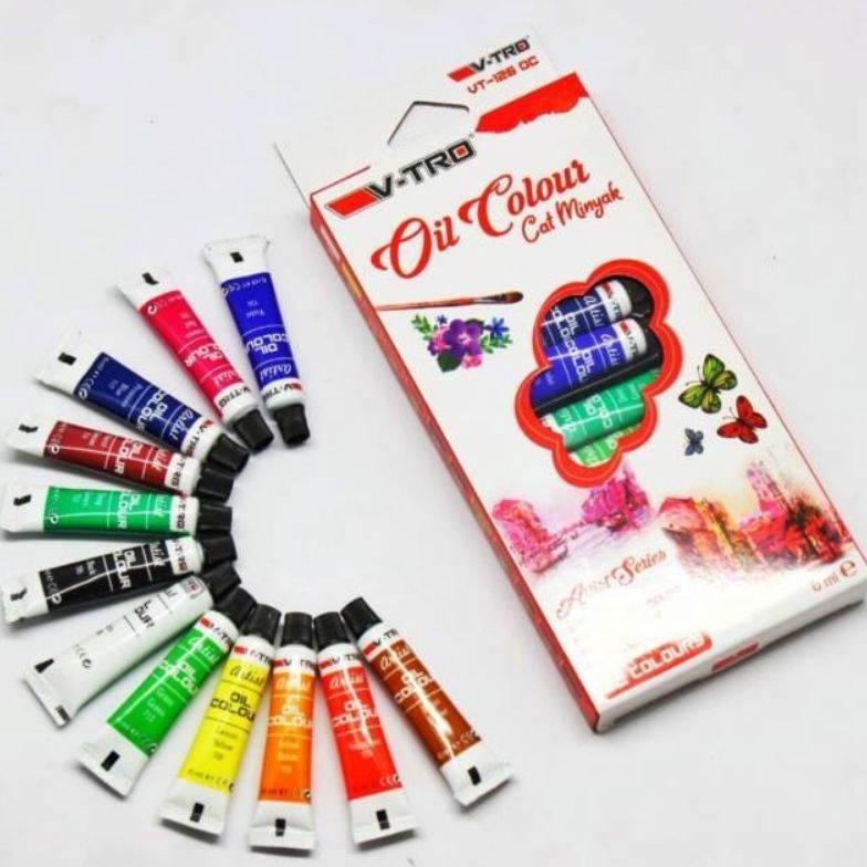 

FLASH SALE Cat Minyak VTro VT126OC Set 12 Warna 6Ml Oil Colour