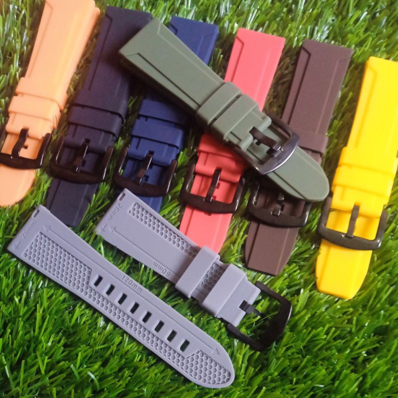 Strap Tali Jam Tangan Karet Rubber Tali Alexander Christie/Expedition Ukuran 22mm 24mm 26mm