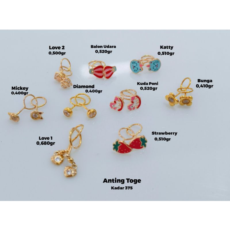 ANTING TOGE EMAS DEWASA/BABY/ANAK/DEWASA KADAR 375 & 300