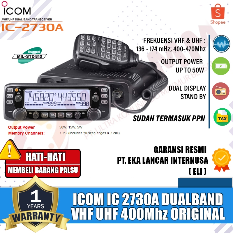 ICOM Ic 2730A Radio Rig DualBand Icom Rig 2730A Radio Rig Dualband Icom 2730a Original Garansi Resmi
