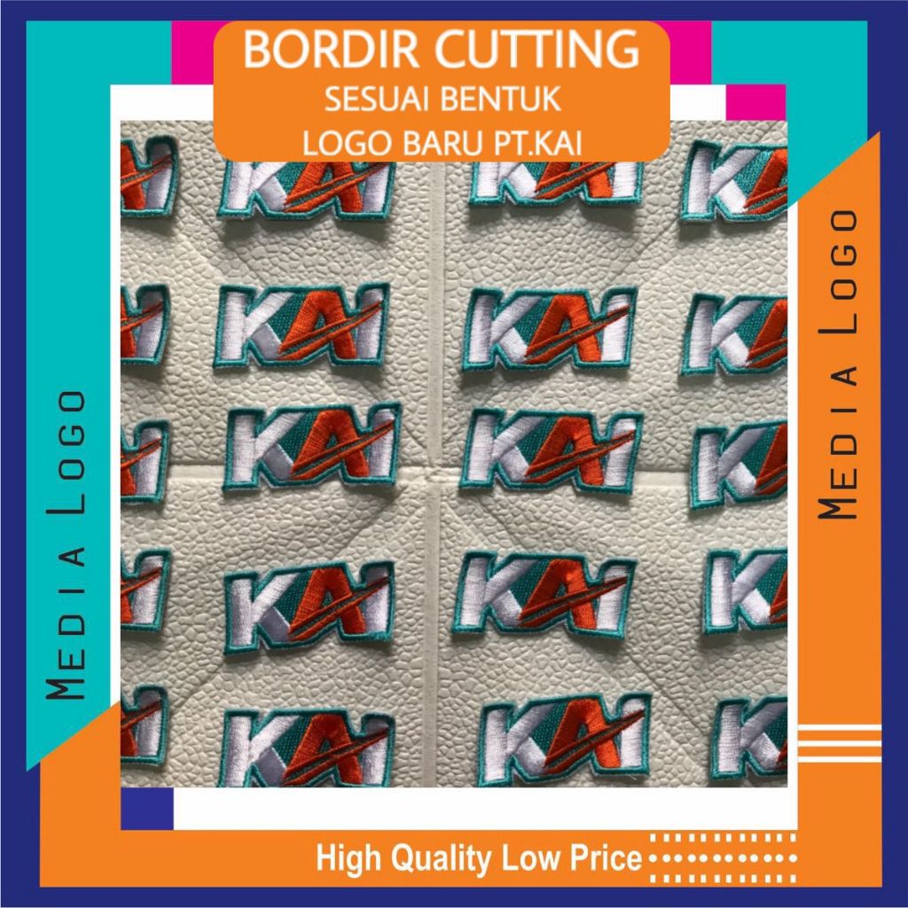 Bordir Cutting/emblem Seragam Dinas Logo KAI warna Hijau Tosca