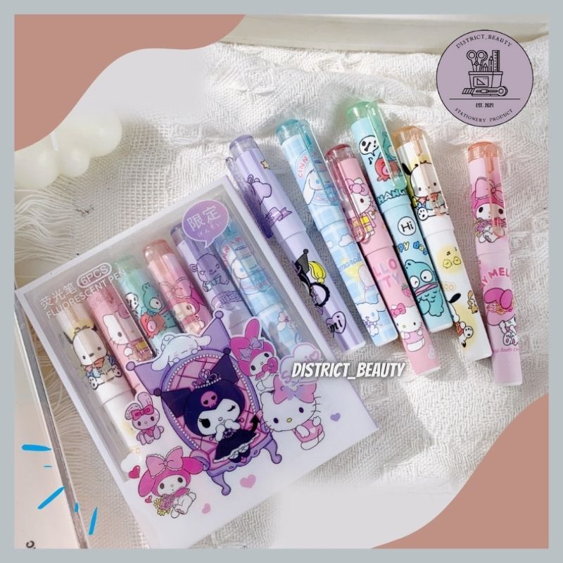 

HIGHLIGHTER SANRIO 1 SET 6 PCS STABILO SANRIO MEWAH SPIDOL WARNA WARNI MOTIF SANRIO LUCU TERMURAH