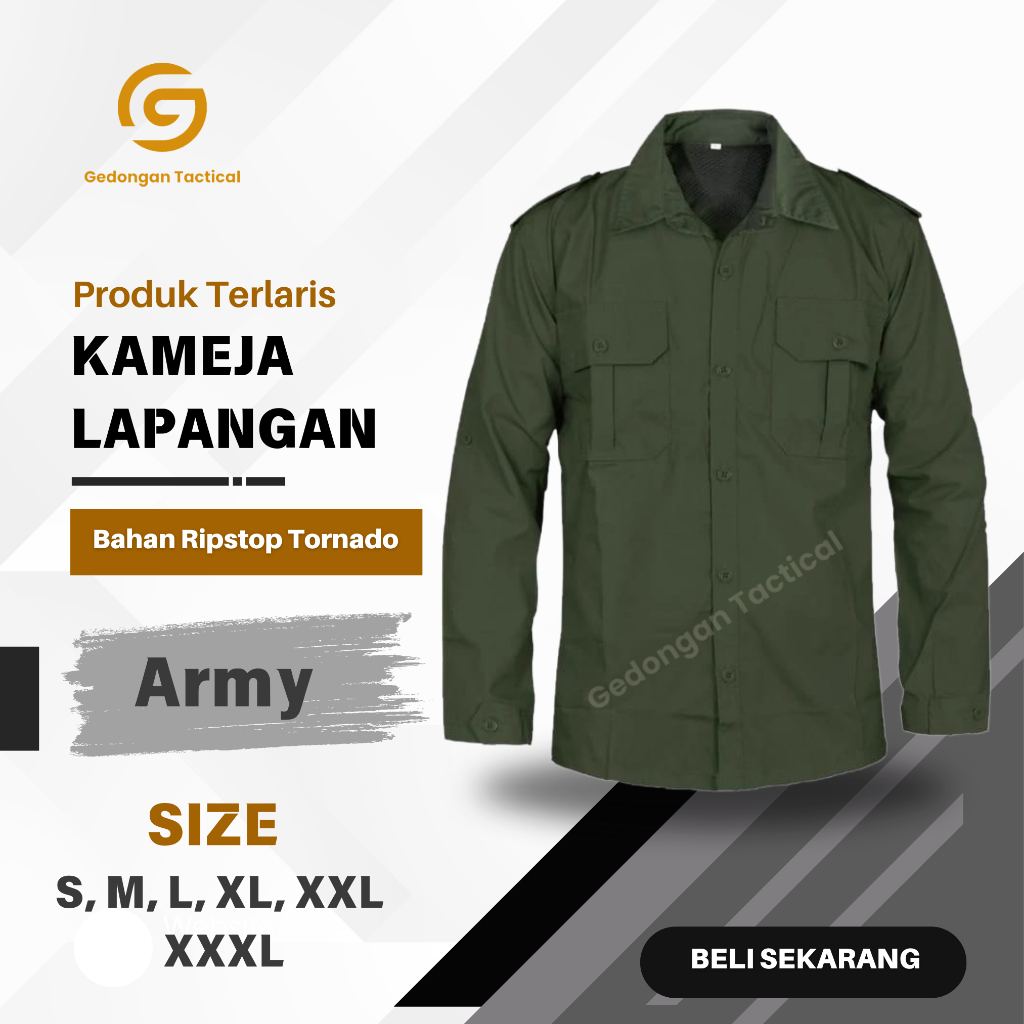 Kemeja PDL Pria Lengan Panjang Berbahan Ripstop Tornado