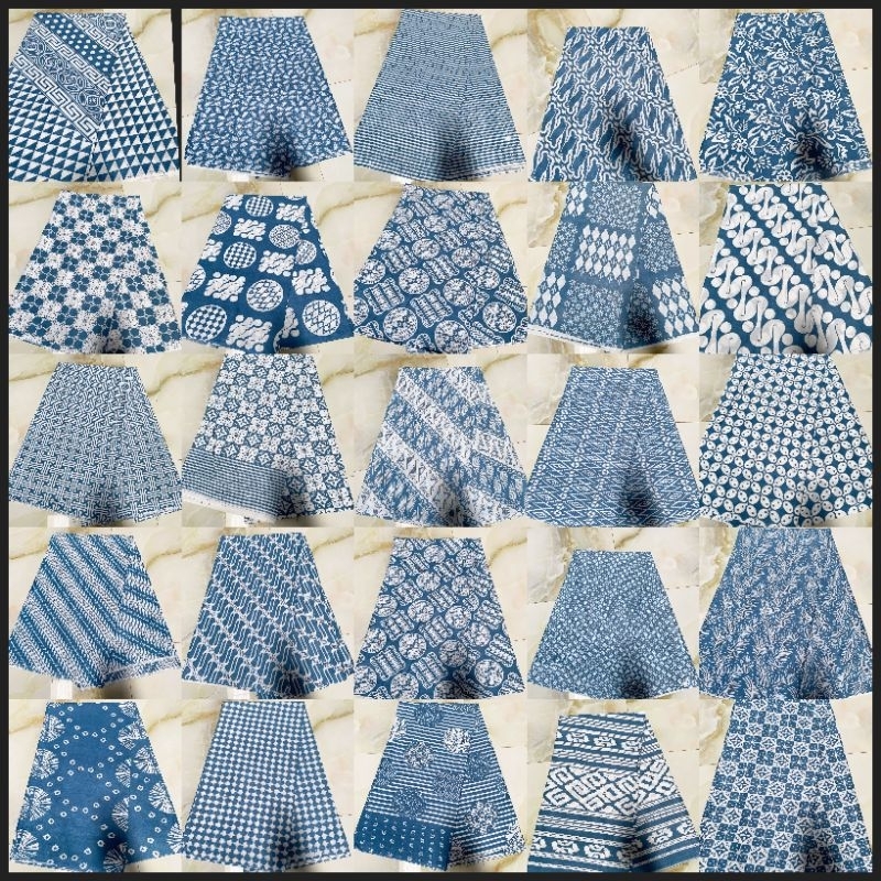 KAIN BATIK LAWASAN INDIGO BIRU ABU / BATIK SET EMBOS INDIGO