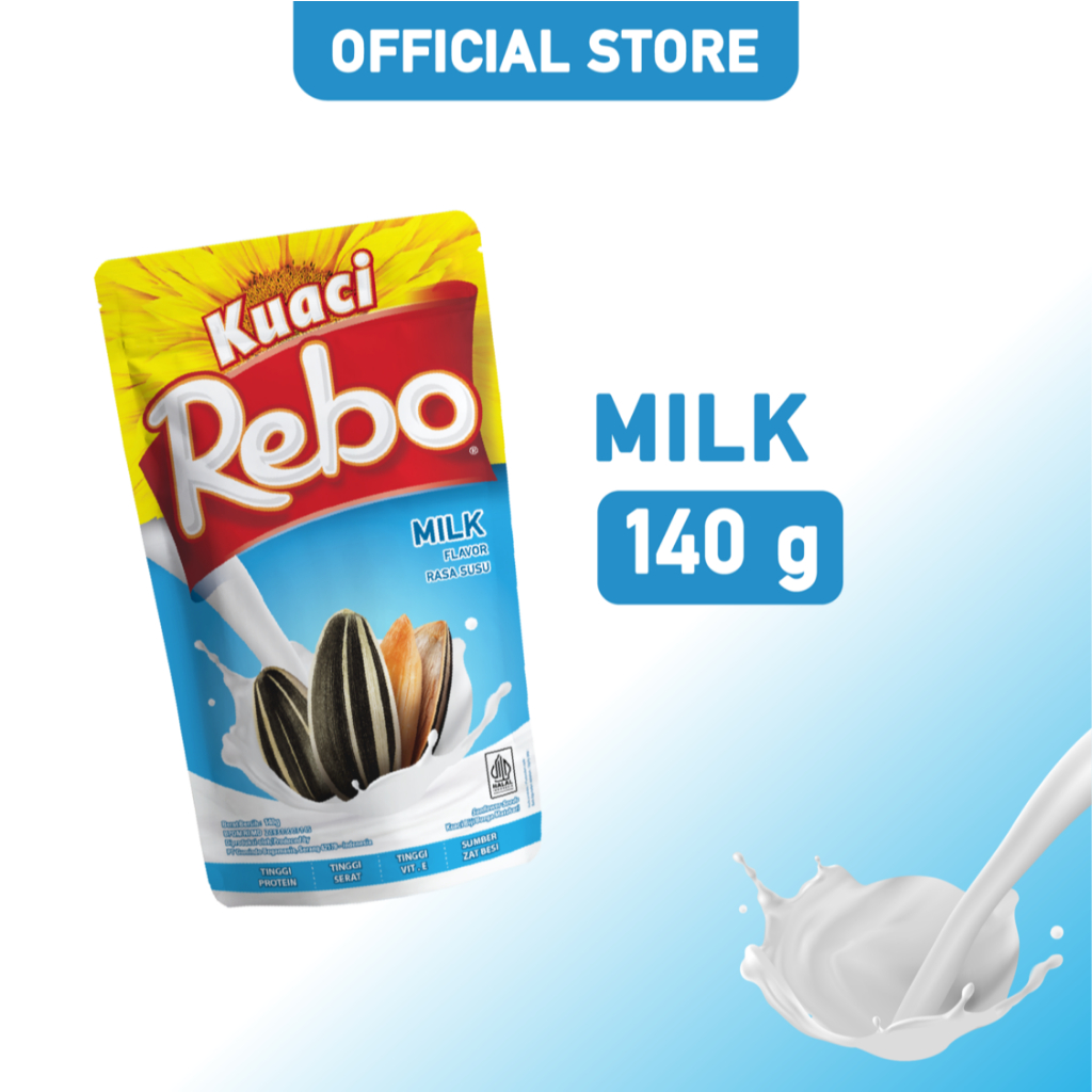 

QH Rebo Kuaci Rasa Milk 140 Gram - 1 Dus (Isi 48 Pcs)