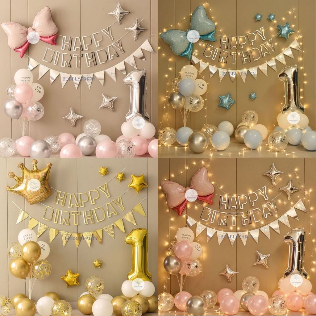 Paket Dekorasi Balon Ulang Tahun Pita Mahkota Anak Dewasa
