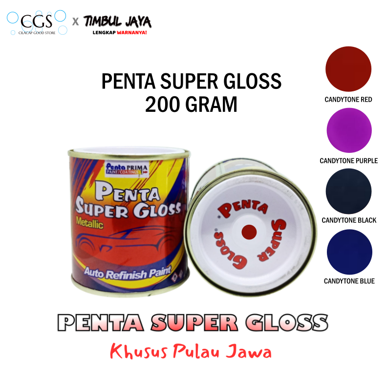 Cat Penta CANDYTONE RED 200gram / Cat Candy Merah Penta Super Gloss / Cat Motor Merah Candy