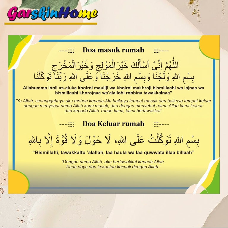 

Stiker Do'a masuk rumah dan doa keluar rumah versi 2 waterproof