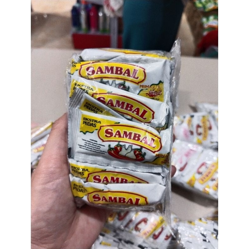 

Saos sambal sachet extra pedas Prima 118 9 gram