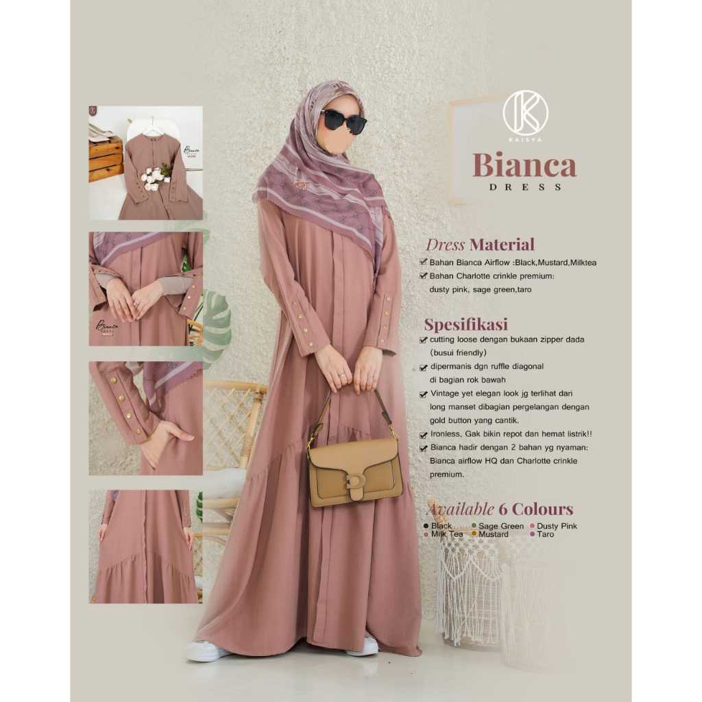 KAISYA-BIANCA DRESS/DRESS SIMPLE/POLOS/DRESS KONDANGAN/BASIC DRESS/GAMIS CASUAL