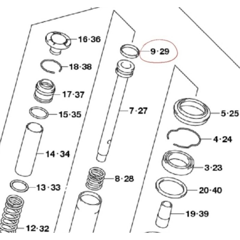 RING SULING SHOCK SOK DEPAN ASSY GSX 150 R S BANDIT 150 ASLI ORIGINAL SGP TERLARIS 51196-08K00-000