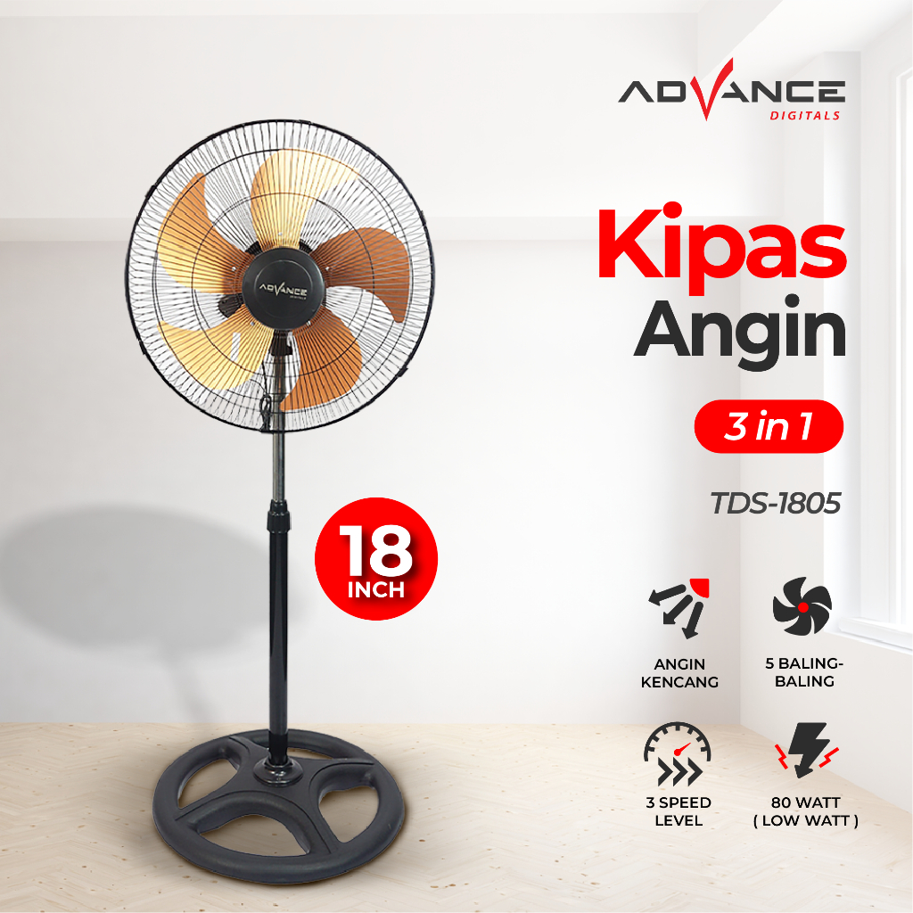 Advance Kipas Angin TDS-1805 Kipas 18inch Tornado 3in1 Bisa Menjadi Kipas Meja / Dinding / Berdiri G