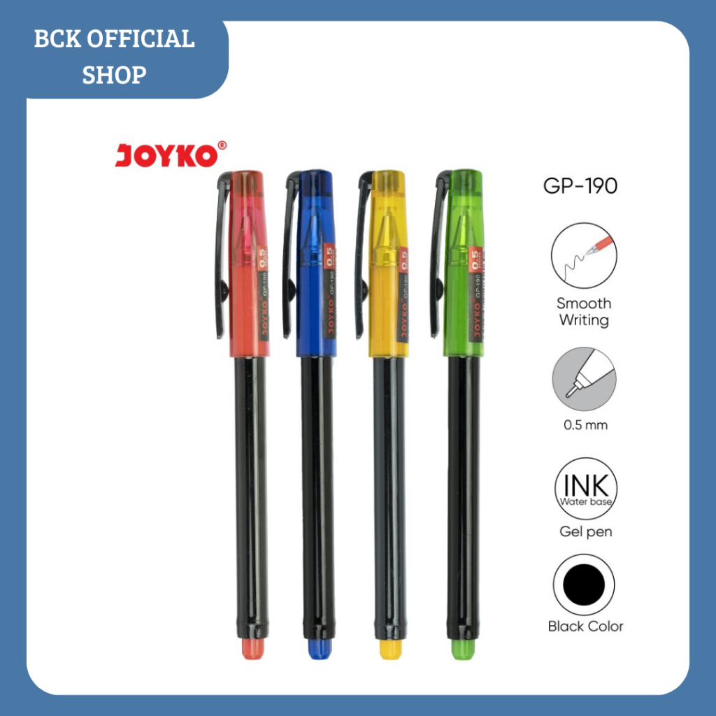 

Gel Pen GP-190 Pino Joyko / Pulpen Gel 0.5 mm - Hitam ( PACK)