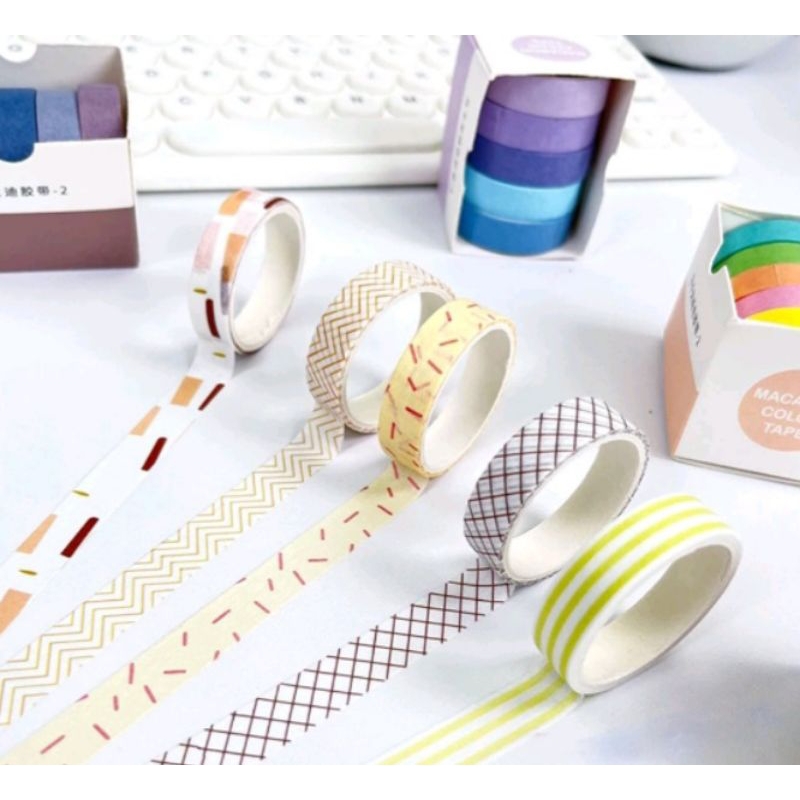 

Roll Masking Tape Set 5 Pcs Essential Collection Basic Pattern Isi 5 Selotip Bahan Kertas