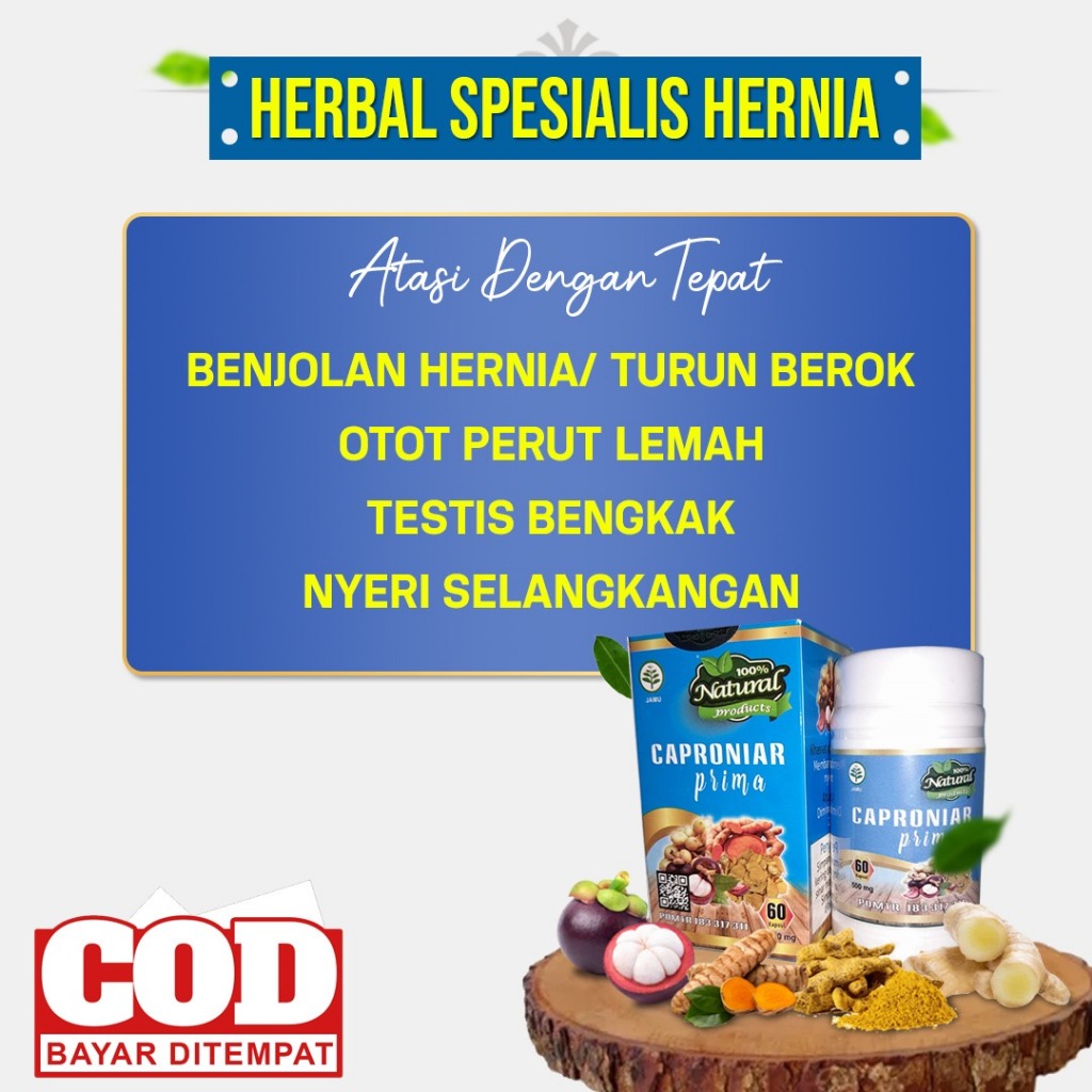 

Caproniar 2 Botol obat Herbal Hernia turun berok mengencangkan otot-otot meridian varikokel hidrokokel nyeri perut dan selangkangan