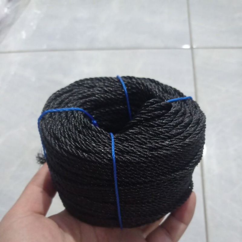 Tali tambang 2,5 mm hitam 1 rol 100m tali tambang kecil