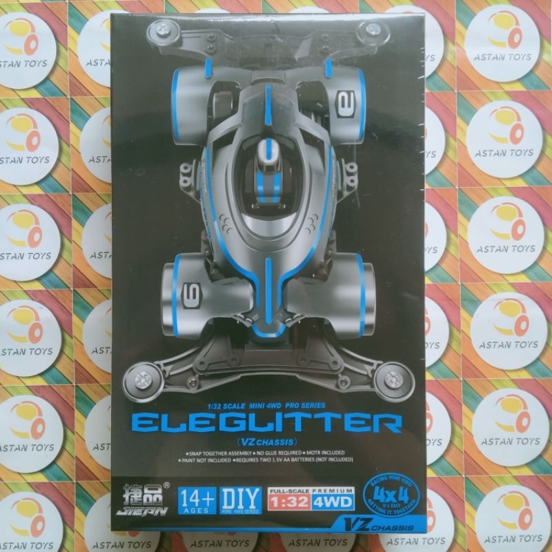 Tamiya Replika Mini 4wd Merk Jiepin Eleglitter Painting VZ Chasis