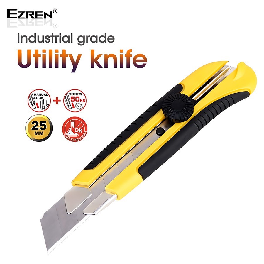 

Ezren EZ-238 Pisau Cutter 25mm Multifungsi Anti slip Kunci Manual Tool