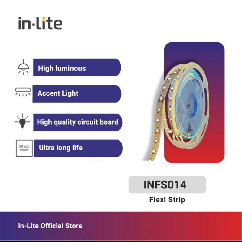 FLEXI STRIP LIGHT LED INLITE 60 CHIP/M 8,5W/M IP20 DC12V -INFS014