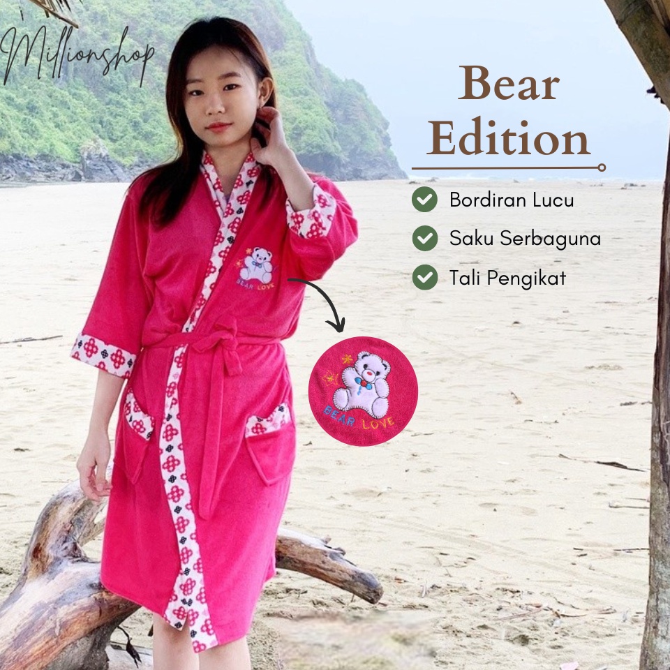 KODE L6G Handuk Kimono Dewasa 45  65 kg  Motif Bear  Kimono Handuk Dewasa  Jubah Mandi  Baju Mandi  