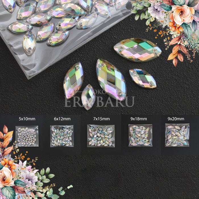 KRISTAL JAHIT PAYET SAMPAN PELANGI 5 SIZE