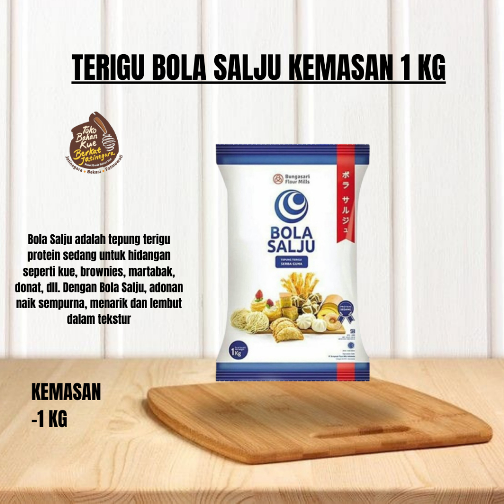 

BUNGASARI BOLA SALJU TEPUNG TERIGU PREMIUM / TEPUNG TERIGU KEMASAN 1 KG / TEPUNG SERBAGUNA 1 KG