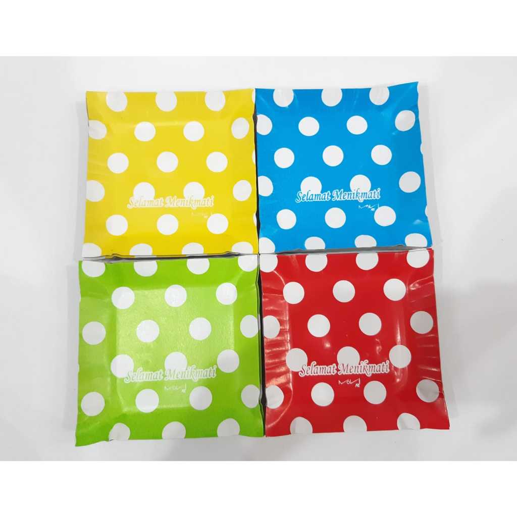 Piring Kertas Kotak Polkadot /Piring Kue Ulang Tahun/Piring Kecil