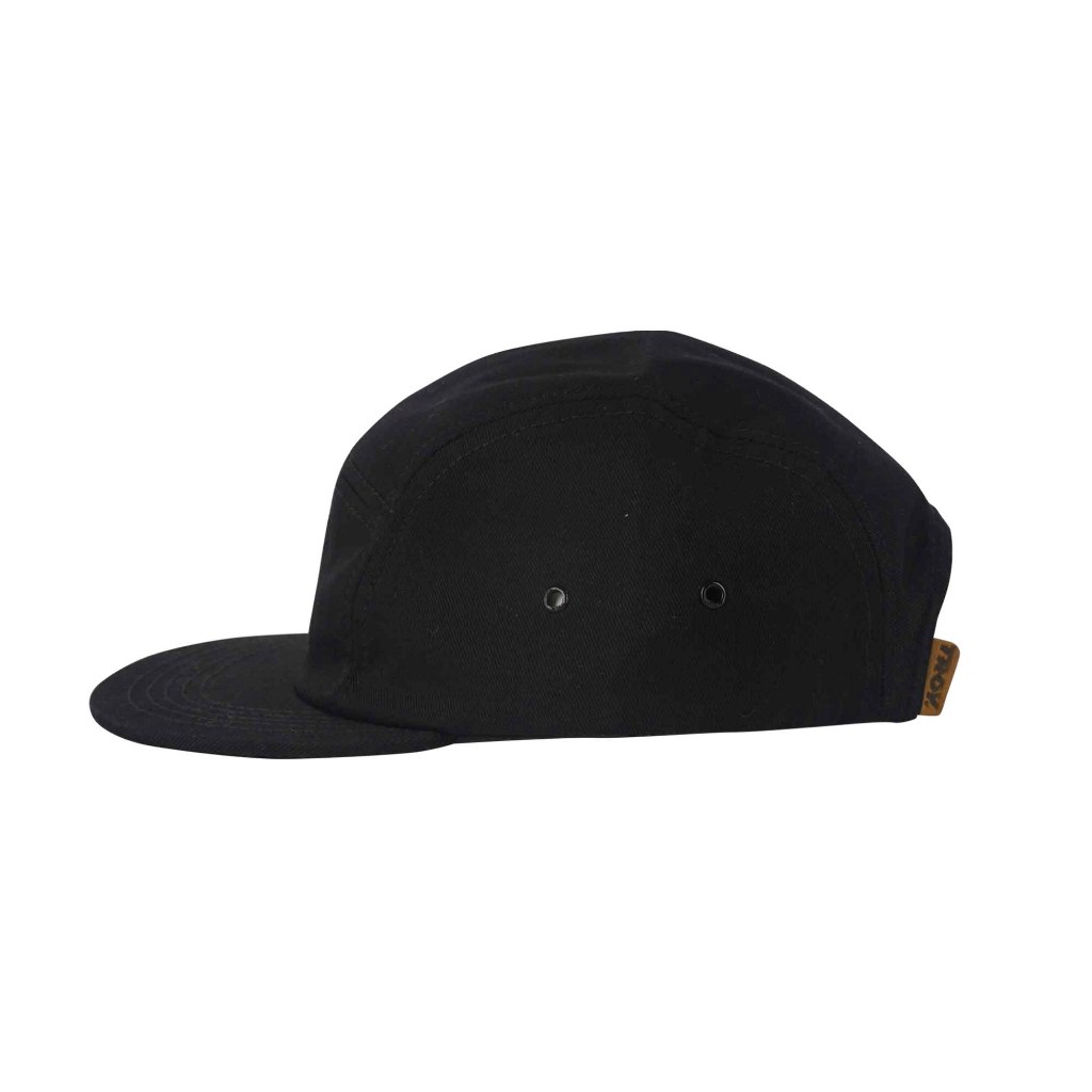 Troy Company Five Panel Black Basic Logo - Topi 5 Panel Hitam FPD 2602