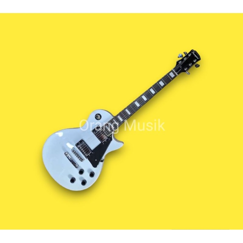 Gitar Elektrik Scorpion LP610 White Original Bonus Kabel Jack Senar DLL - Gitar Scorpion LP 610 Les 