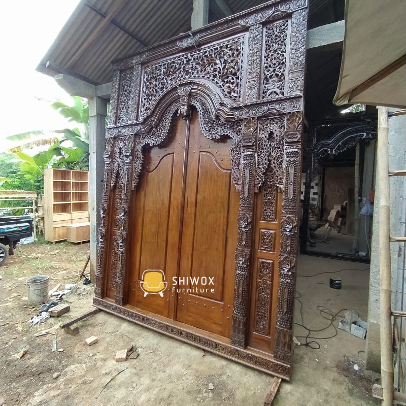 Pintu gebyok ukiran kayu jati mewah/Gebyok pintu full ukiran kayu jati