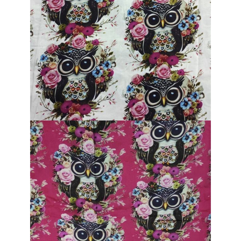 kain katun rayon viscose motif burung hantu premium (0,5meter)