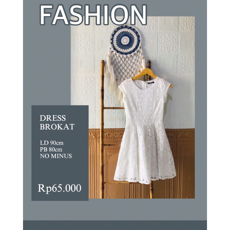 Mini Dress Wanita Bahan Brokat Warna Putih Brokat Premium Rok Brokat