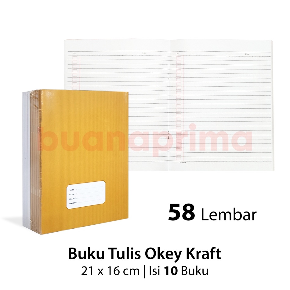 

KODE V8C7 Buku Tulis Pendek Kraft Okey 58 Lembar isi 1 buku Sampul Coklat Notebook Sekolah Kwarto