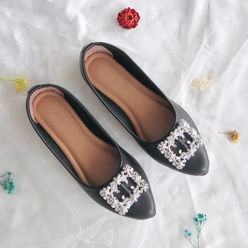Jessly - BERLIANA FLATSHOES Hitam Empuk Size 36-43 | Sepatu Kerja Wanita Sepatu Pantofel Sepatu Kuli