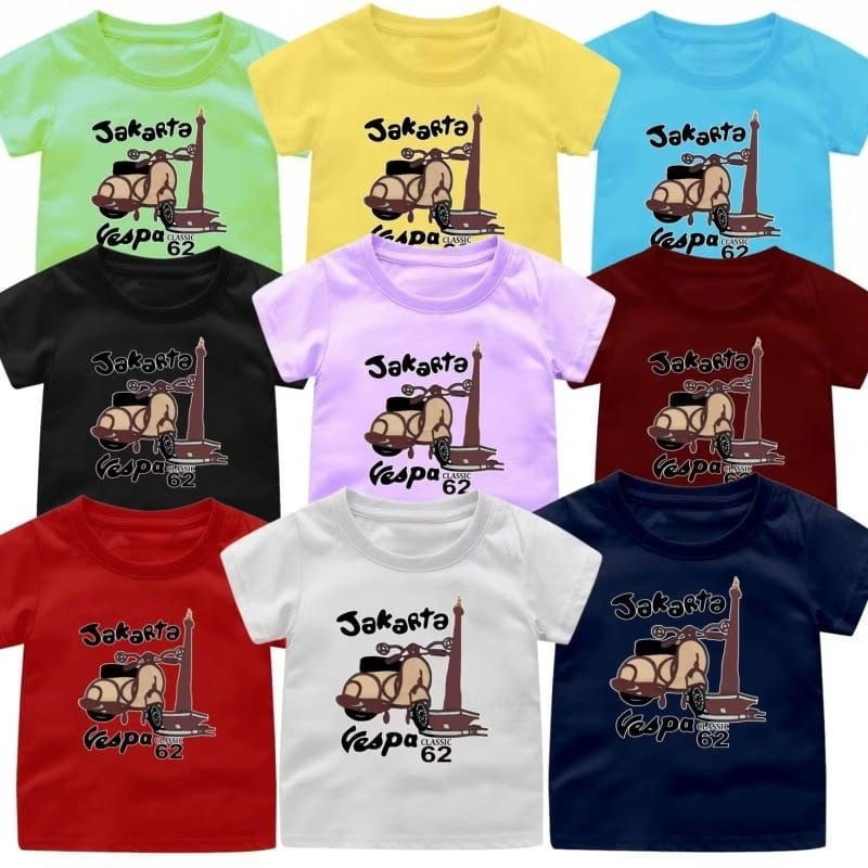 Baju Kaos Oblong Anak Usia 1-12Tahun Motif JAKARTA VESPA